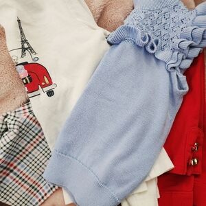 Janie and Jack PARIS SET Pants,  Blue,  Red,  Plaid,  White,  Sweater, size 4